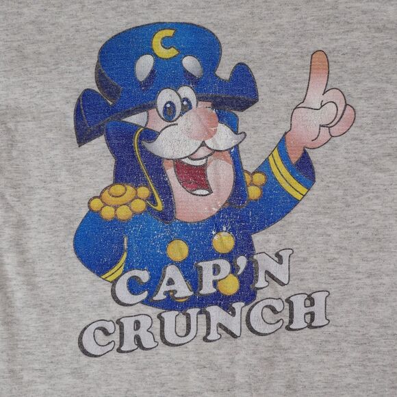 Cap'n Crunch T-Shirt Adult Small Captain Crunch Character Tee Gildan Tag Gray - Picture 1 of 8